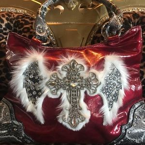 NWT Faux Leather and Snakeskin Bling Bag